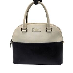 Kate Spade Black Cream‎ Leather Dome Satchel Handbag